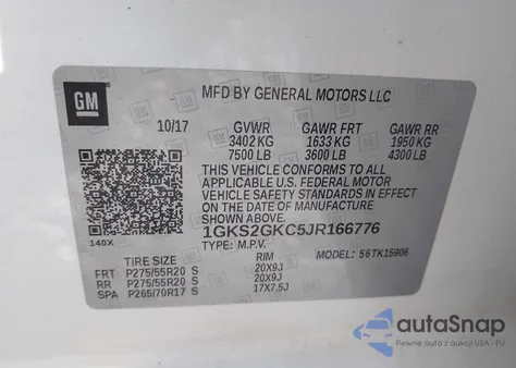 2018 GMC Yukon Xl Slt from USA, damaged, VIN 1GKS2GKC5JR166776